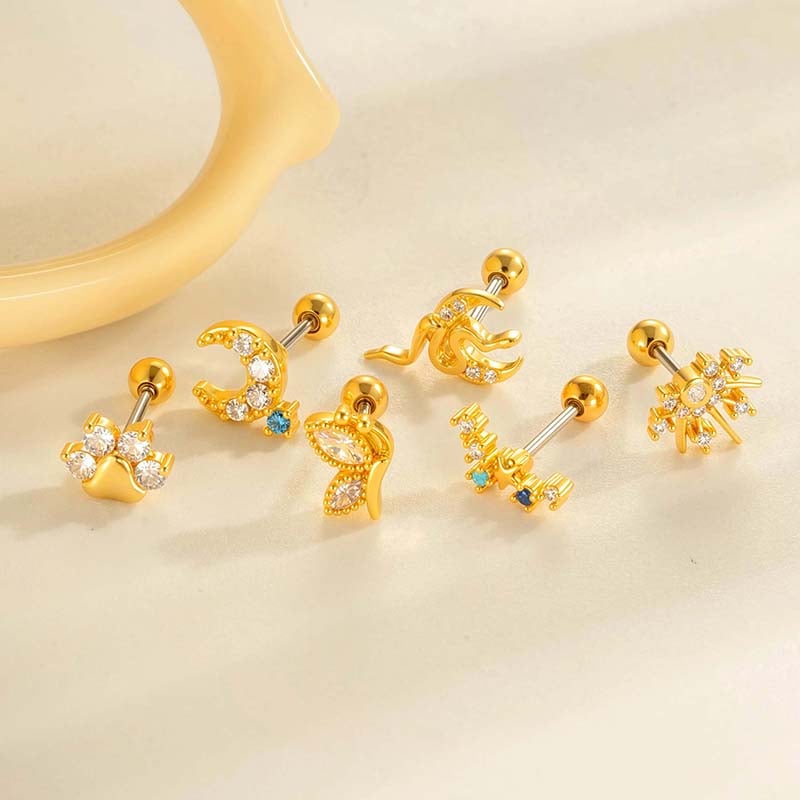 1 pieza de exquisitos pendientes de serpiente de cobre, color dorado y circonita para mujer. Imagen4