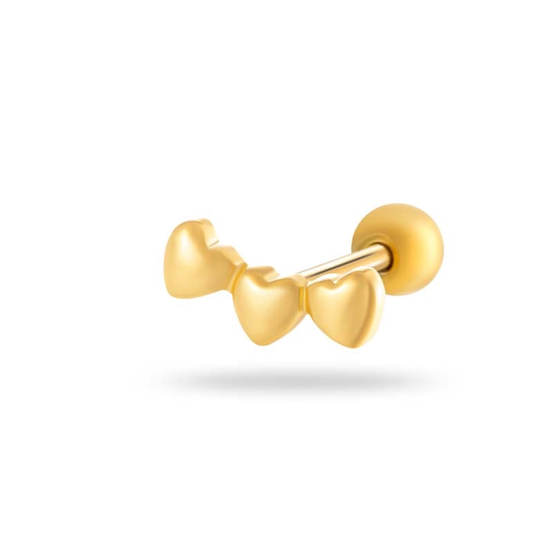 1 Adet Çiçek Kalp Bakır Altın Rengi Zirkonyum Piercing Küpe 