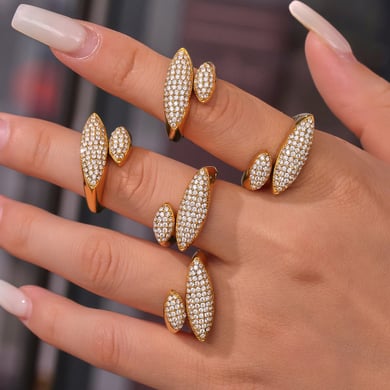 1 pezzo di anelli da donna in acciaio inossidabile di lusso con zirconi color oro h5 Immagine4