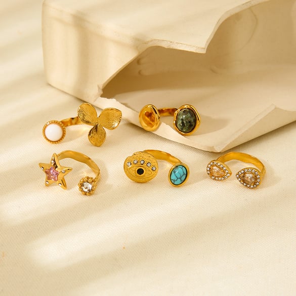 1 Pair Luxurious  Retro Geometric Stainless Steel Women's Statement Rings