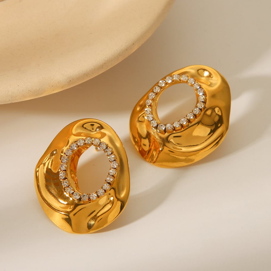1 Pair Simple Geometric Stainless Steel Gold Color Women's Stud Earrings h5Picture5