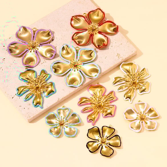 1 colgante de acero inoxidable con flor policromada para mujer