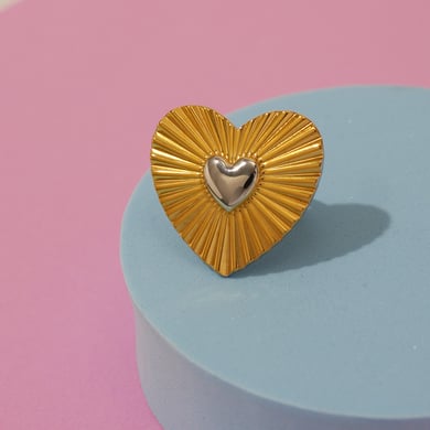 1 Piece Romantic  Simple Heart Stainless Steel  Statement Rings h5 Picture8
