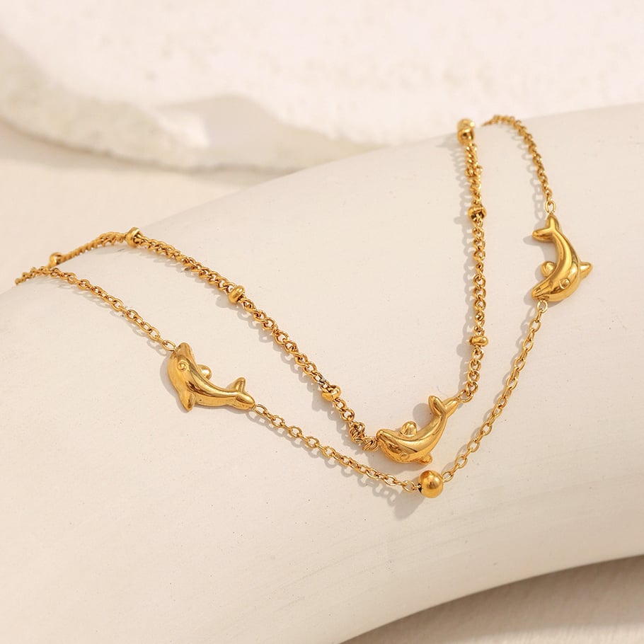1 Piece Natural Dolphin Stainless Steel Gold Color Women's Charm Bracelets Picture3