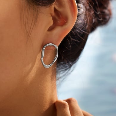 1 paio di orecchini a bottone semplici e irregolari in acciaio inossidabile color oro da donna h5 Immagine9