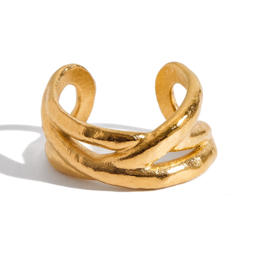 Bague minimaliste moderne en acier inoxydable couleur or, 1 pièce 