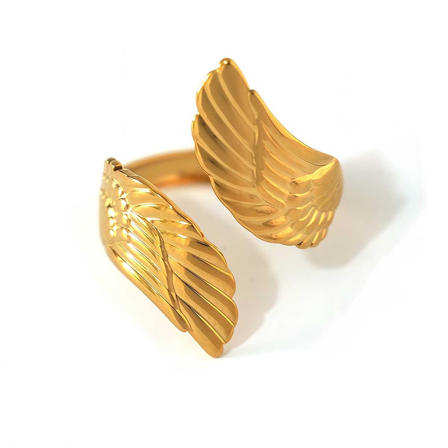 1 Piece Simple Series Natural Wings Stainless Steel  Women's  Statement Rings 