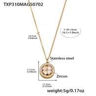 TXP310-Gold 5A Zircon Rotating Flower Necklace 41+5cm 