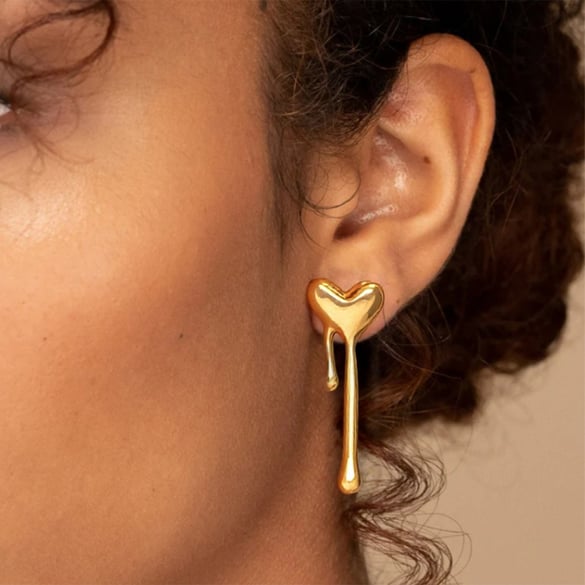 1 Pair Simple  Simple Heart Stainless Steel  Gold Color  Women's Stud Earrings 2