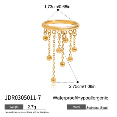 1 Piece Modern Tassel Stainless Steel Gold Color Statement Rings h5 