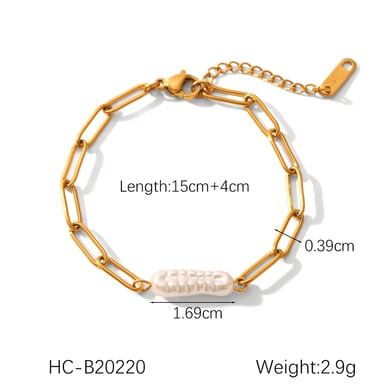 1 paire de bracelets simples en acier inoxydable doré pour femme, perles quotidiennes h5 Image2