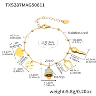 TXS287-Golden light green bell enamel anklet 19+5cm Picture2
