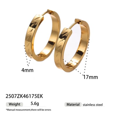 1 Pair Simple Circle Stainless Steel Gold Color Hoop Earrings h5 