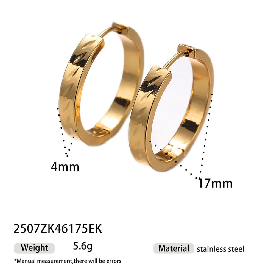 1 Pair Simple Circle Stainless Steel Gold Color Hoop Earrings 