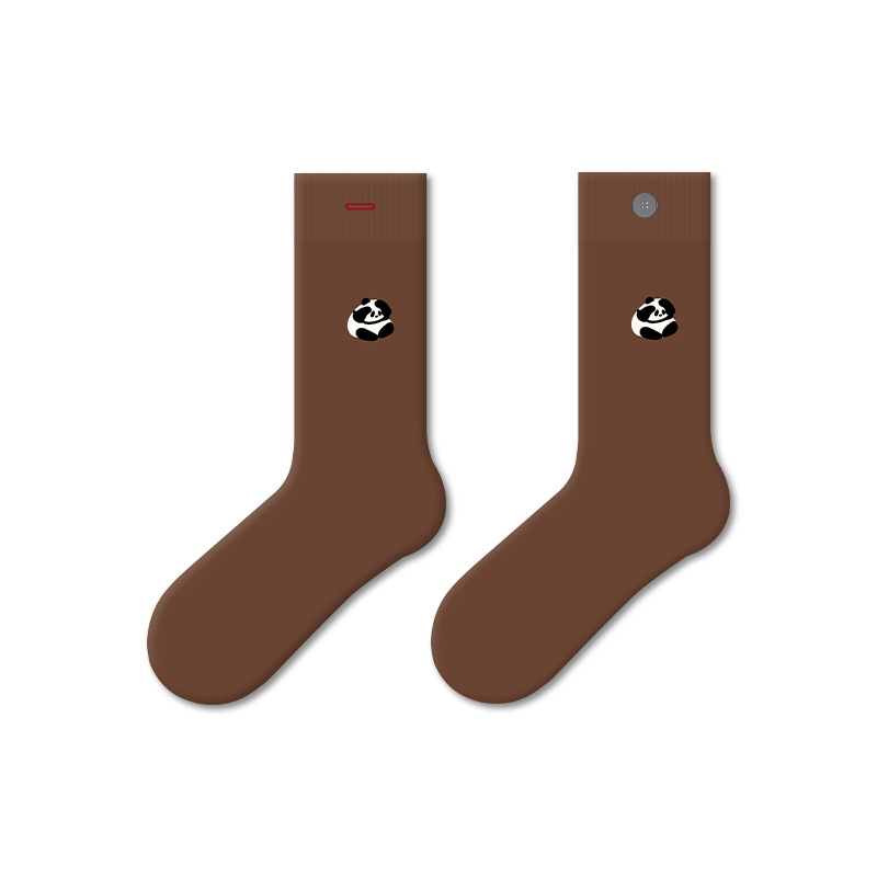1 Paar einfache Wadensocken aus Baumwolle mit Cartoon-Stickerei Bild3