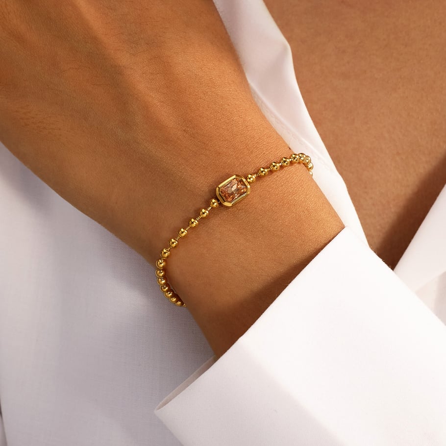 1 Stück einfarbiges Perlenarmband aus Edelstahl Bild4