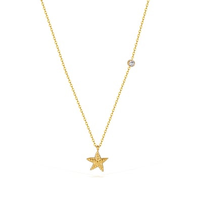 1 Piece Starfish Stainless Steel Gold Color Pendant Necklace h5 