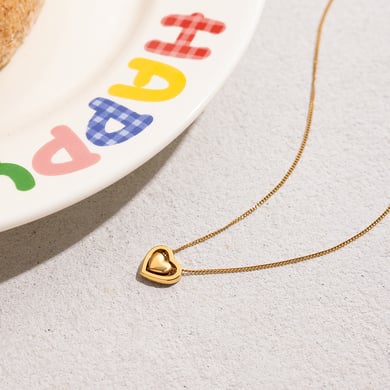 1 collar con colgante de corazón exquisito de acero inoxidable color dorado para mujer h5 Imagen5