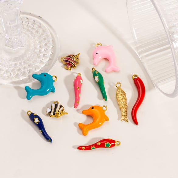 Classic Ocean Series Cute Dolphin Stainless Steel DIY Pendant