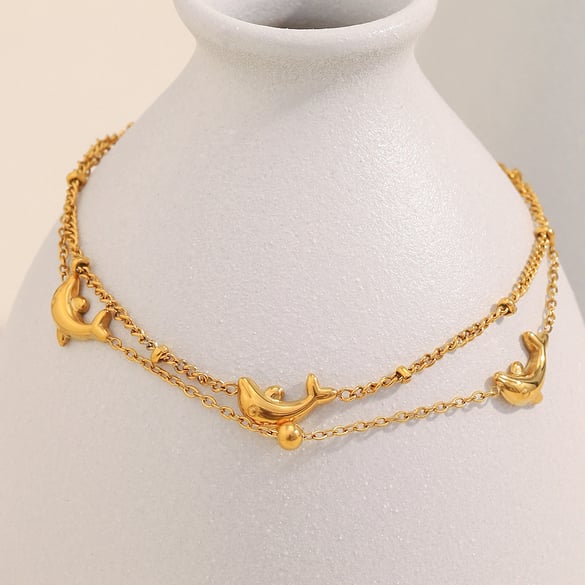 1 Piece Natural Dolphin Stainless Steel Gold Color Women's Charm Bracelets