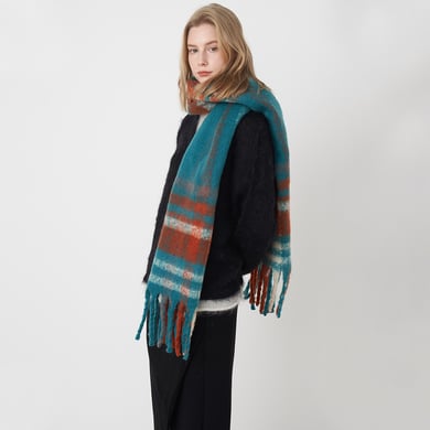 1 Stück Romantische Casual Plaid Mischfarben Polyester Damen Winterschals h5 Bild3