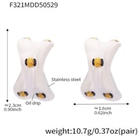 F321-Steel Pearl White Earrings Picture3
