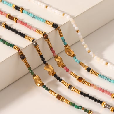 1 Paar Simple Series Daily Beads Edelstahl-Perlenketten für Damen h5 Bild3