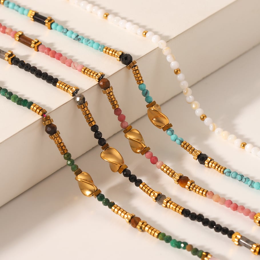 1 Paar Simple Series Daily Beads Edelstahl-Perlenketten für Damen Bild3