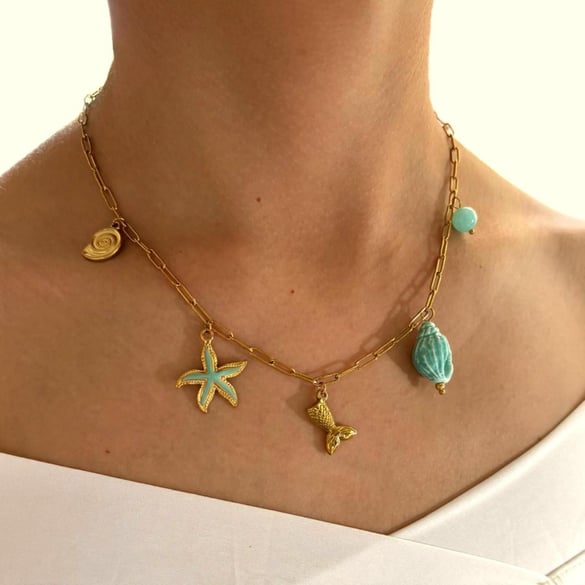 1 Piece Oceanic Stainless Steel Gold Color Pendant Necklace 2