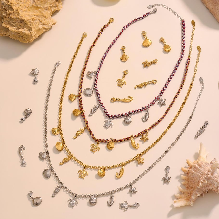 1 pezzo di collana con ciondolo da donna in acciaio inossidabile color oro a forma di tartaruga per le vacanze Immagine2