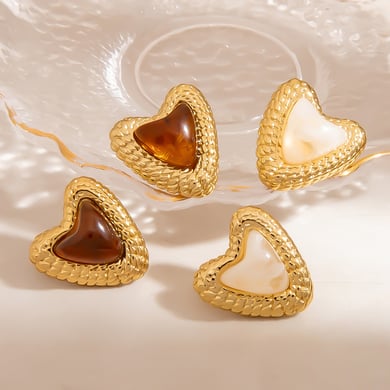 1 par de pendientes casuales de acero inoxidable con forma de corazón para mujer h5 Imagen4