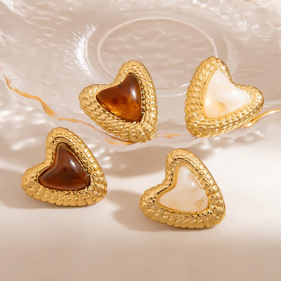 1 par de pendientes casuales de acero inoxidable con forma de corazón para mujer Imagen4