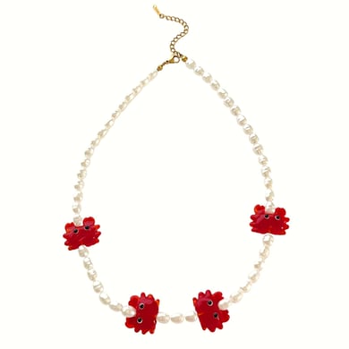 1 Piece Glaze Crab Pearl Beaded Necklace h5 