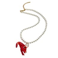 Collana con perle rotonde e aragosta rossa (+ scatola) Immagine5