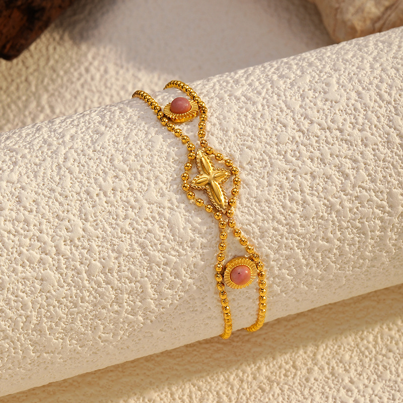 1 Piece Retro Irregular Shape Stainless Steel  Gold Color Charm Bracelet Picture4