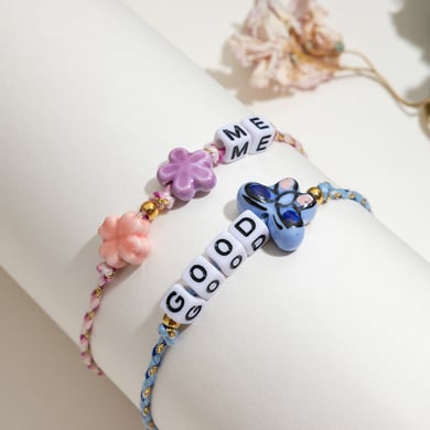 Bracelet à perles coloré en acier inoxydable pour femme, 1 pièce, motif lettre douce h5 Image5