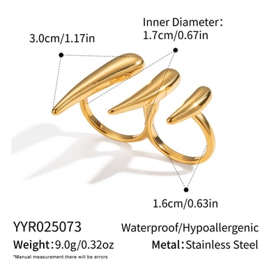 1 Piece Simple  Daily Irregular Shape Stainless Steel  Gold Color  Statement Rings h5 