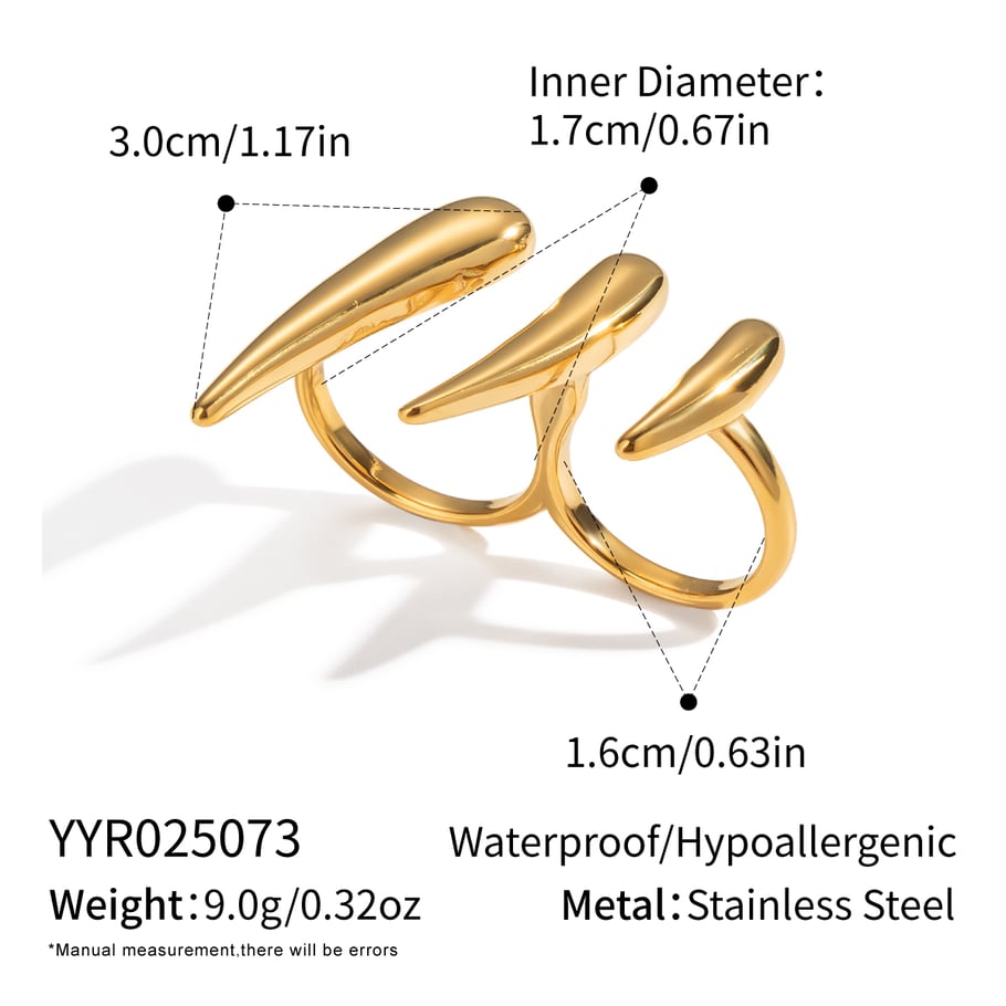 1 Piece Simple  Daily Irregular Shape Stainless Steel  Gold Color  Statement Rings 