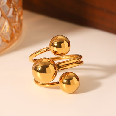 Daily Patchwork Stainless Steel  Gold Color  Statement Rings h5 Picture6