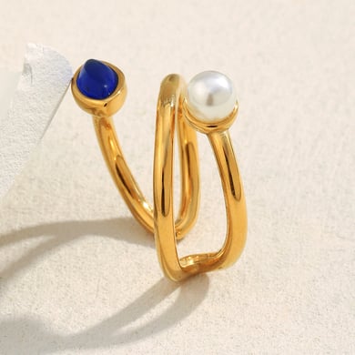 1 Piece Stainless Steel Natural Stone Ring h5 Picture5