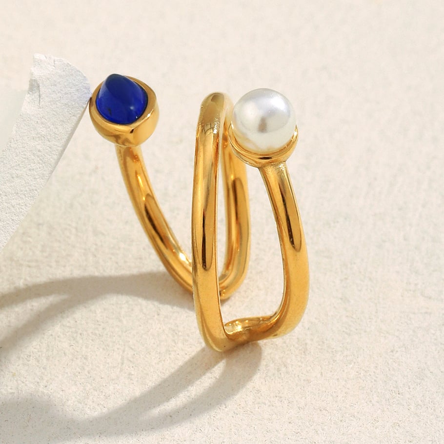 1 Piece Stainless Steel Natural Stone Ring Picture5