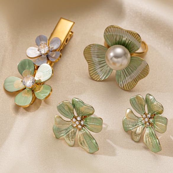 1 Piece Retro Flower Stainless Steel Hair Clip