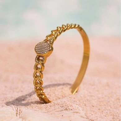 1 Piece Luxurious Series Oval Stainless Steel Gold Color Women's Bangles h5 Picture7