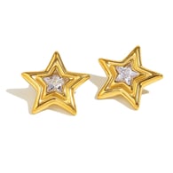 Fünfzackige Stern-Zirkon-Ohrringe - Gold 