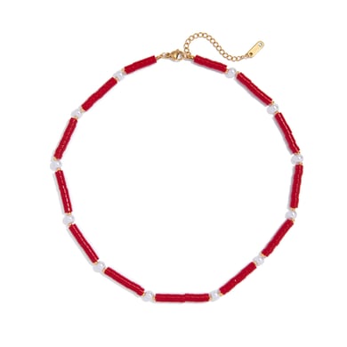 1 Piece Luxurious Cross Red Stainless Steel Gold Color Women's Layered Necklaces h5 