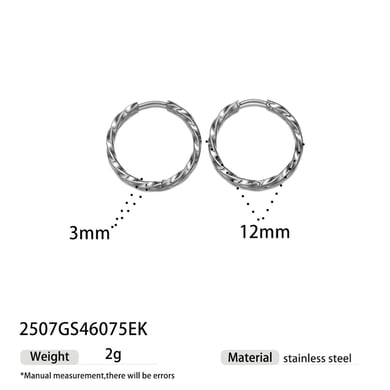 1 Pair Stainless Steel Gold Color Hoop Earrings h5 