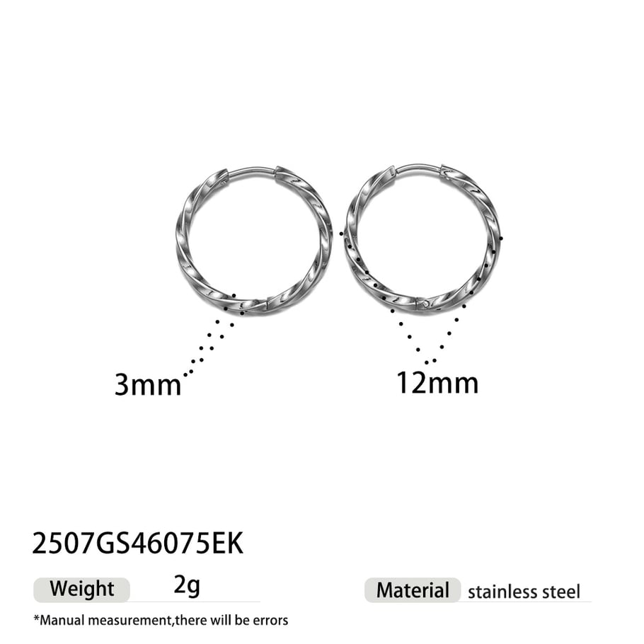 1 Pair Stainless Steel Gold Color Hoop Earrings 