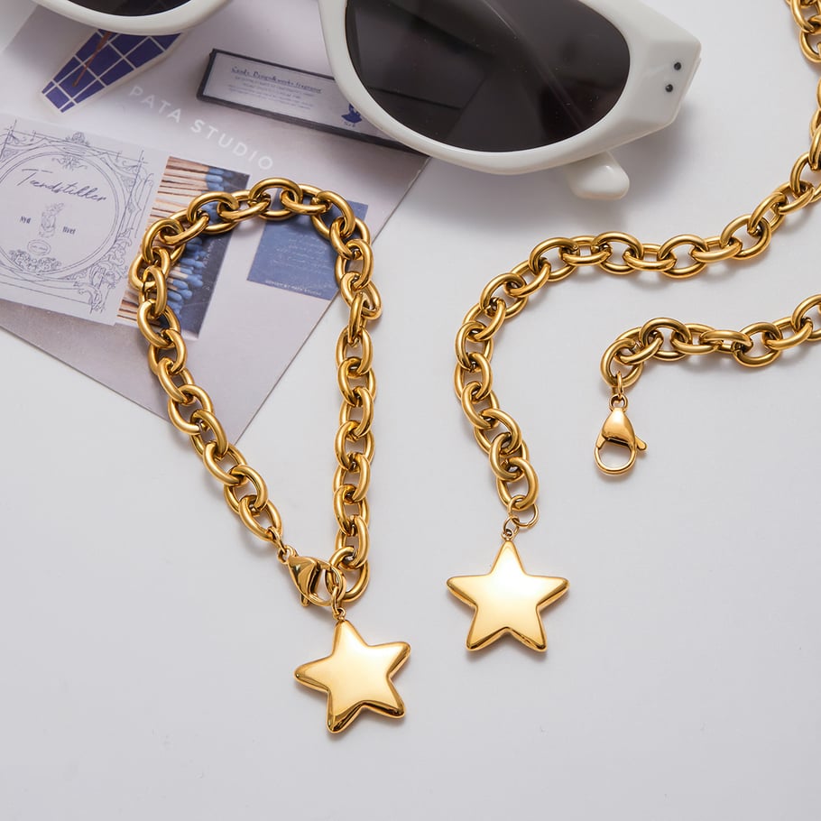 Star Stainless Steel Gold Color Pendant Necklaces Picture8