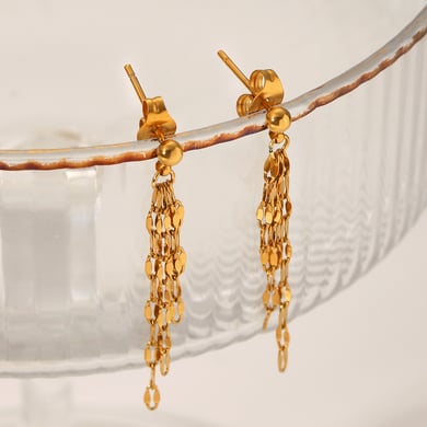 Simple Tassel Stainless Steel   Gold Color  Women's Dangle Earrings h5 Picture4
