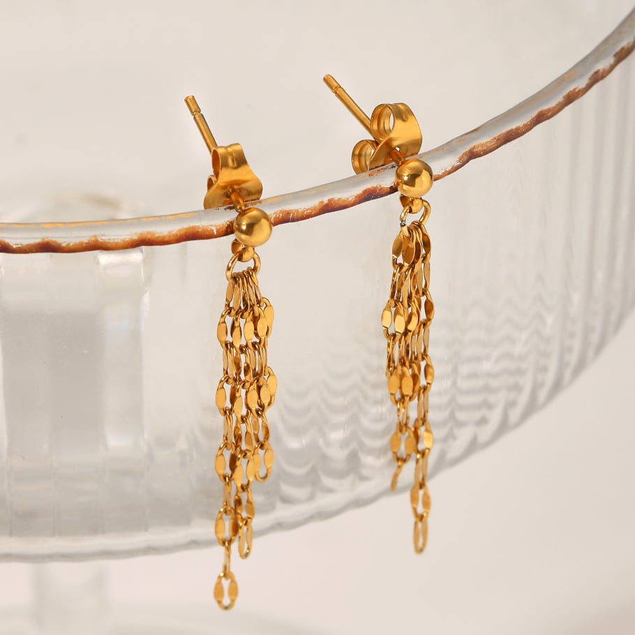 Simple Tassel Stainless Steel   Gold Color  Women's Dangle Earrings Picture4